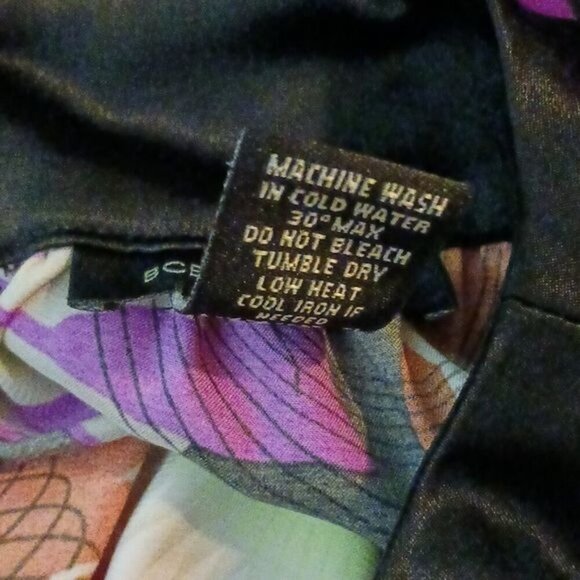 BCBGMaxAzria Blouse Multicolor Abstract Geometric 3/4 Sleeve Satin Size XS - Picture 8 of 8